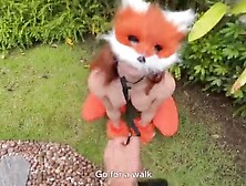 Girls Playind Fox With Tail