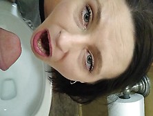 Blowing My Man's Dick And Drinking His Piss Over The Toilet