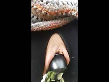 Little Wet Kitty Spreads her Lips Open Wide on her Bike Seat out in Public!