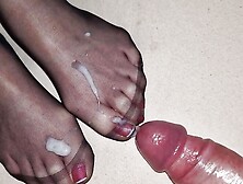 Cum On Pearl France Toenails In Black Nylon