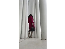 Magenta Coat Upskirt