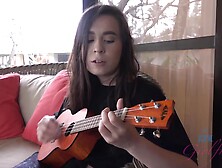 Naughty Amateur Brunette Ariel Playing Guitar