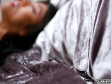 Busty Oriental Vixen Rides Two Savior's Dicks in Hardcore Threesome