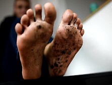 Grubby soles from shoeless ambling (POINT OF VIEW filthy soles, sloppy naked soles, sole queen, killer feet toes)