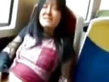 Asian Milf Rubs Her Clit On A Train