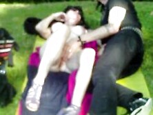 Monica Exhibited And Fucked By Voyeurs In A Public Park