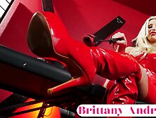 Red Leather Femdom Goddess Brittany Andrews Sensual Domination!