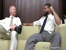 Ginger Stud Gobbles Buddies Feet And Toes And Gets A Facial Cumshot