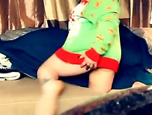 Teen disrobe and rub below that unsightly sweater