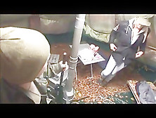 Blonde girl having fun with two guys