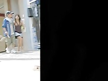 Hot upskirts (fake) of the walking in the street babe