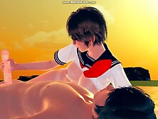 3D ANIME Game AI syoujyo [riko EP:06]【AI少女 眼鏡, ショートカット, JK, 白ハイソックス, SEX】