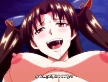 The busty beauty who came to his rescue after he had been laid eggs is also trapped.