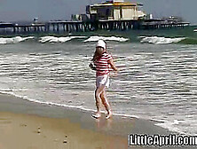 Sweet Teen Little April's Beach Walk And Holiday