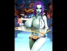 Hot Alien Chick Serves Up Cocktails With A Side Of Massive Tits