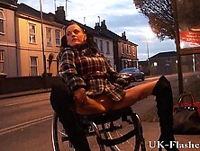 Leah Caprice flashing vagina in public from her wheelchair with handicapped engli