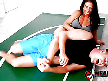 Wrestling Coach Alexis Rain Pins And Tickles Down Leo Blue