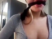 Cute Girl Gags Herself!