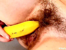 Hairy Pussy Banana Masturbation: Mila T - Eatingbanana