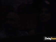 Experienced swinger couple enjoys a funny show and some naughty games before going to the red room