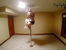 Teen Redhead Practicing Her Pole Dance Moves To Slow Edm