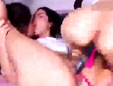 Riding a double dildo