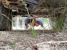 Girl Caught Pissing On Sneaky Under Car Camera