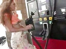 Curly Slut Fingering At Gas Station