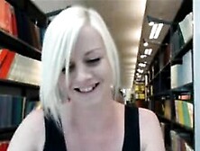 Hot Blonde College Babe Strips In Public Library