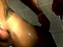 Inked Stud Pissed On Before Hardcore Threesome Pounding