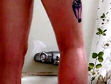 POV : on your knees during the time that i shower [soaked butt and feet]