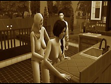 Old Style Movie.  Group Sex In A Cafe.  Group Orgies | Porno Game 3D