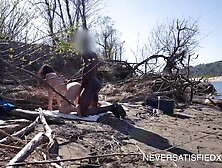 real wife bangs large ebony shlong at public naked Beach nearly caught cuckolding spouse