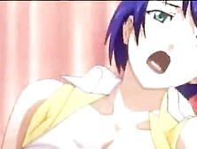 Cute anime chicks with green and blue hair make lesbian love