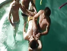 Kinky Gay Hunk Having Group Fun In The Pool