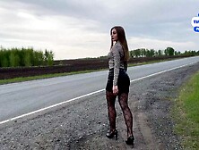 Hawt Floozy Jock sucking Pays For Ride With Sex, Hitchhikes In Taut Leather Petticoat, Show Large Butt Breasts