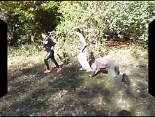 Dom joggers walking their pet thrall