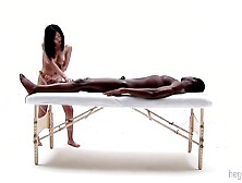 Sensual Interracial Massage With Amateur Big Breasted Brunette