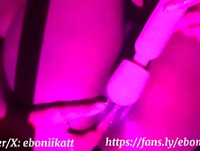 Ebony Using Her Vibrator Till Squirting Orgasm