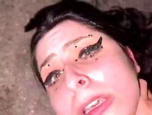 Dumb Goth Slut Smiling While Punched And Abused