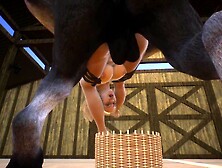 Breasty floozy gets milk from people-horses - Large Knob Monster - CG Porn Wild Life