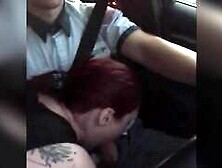 Redhead Teen Gobbles Cock in Audi Ride