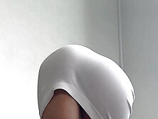 flashing her panties during stretching