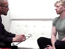 Handsome Blonde Guy Is Fucked In The Bum By A Kinky Therapist