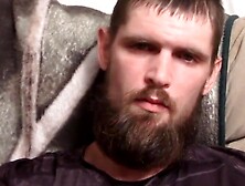 Bearded amateur uses both hands to cum hard