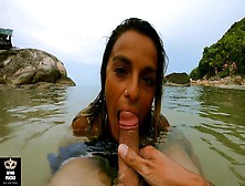 Sloppy Bj At Hidden Beach In The Sea - Cute Hispanic Oral Seduction Self Perspective 4K