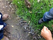 On Her Knees Sucking A Group Outdoors