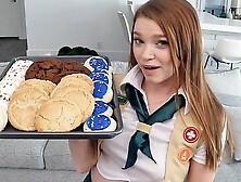 Povd Motivated Teasing Chick Scout Cookie Lady Rides Large Meat