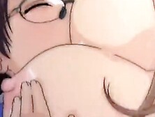 Cute and busty anime chick covered in loads of cum after fucking