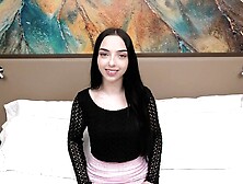 This raven-haired 19 year old sucks a fat cock